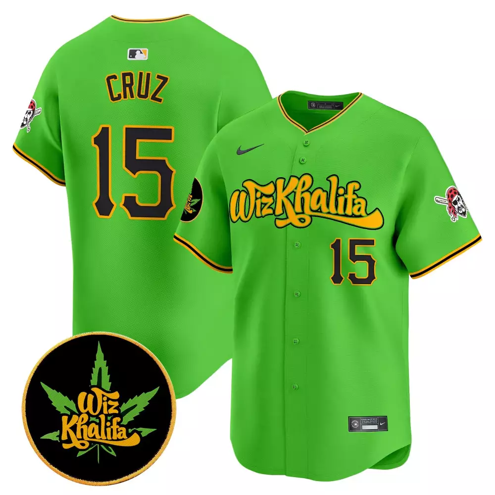 Oneil Cruz 15 Jersey Lime Green Wiz Khalifa Skull Bandana Yellow Black Red Vapor