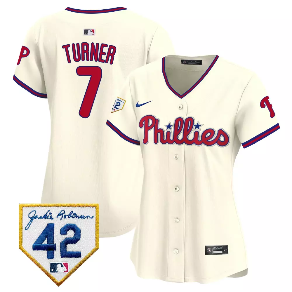 Turner 7 Phillies Jersey Cream Jackie Robinson 42 Women Red Blue Vapor Premier Limited