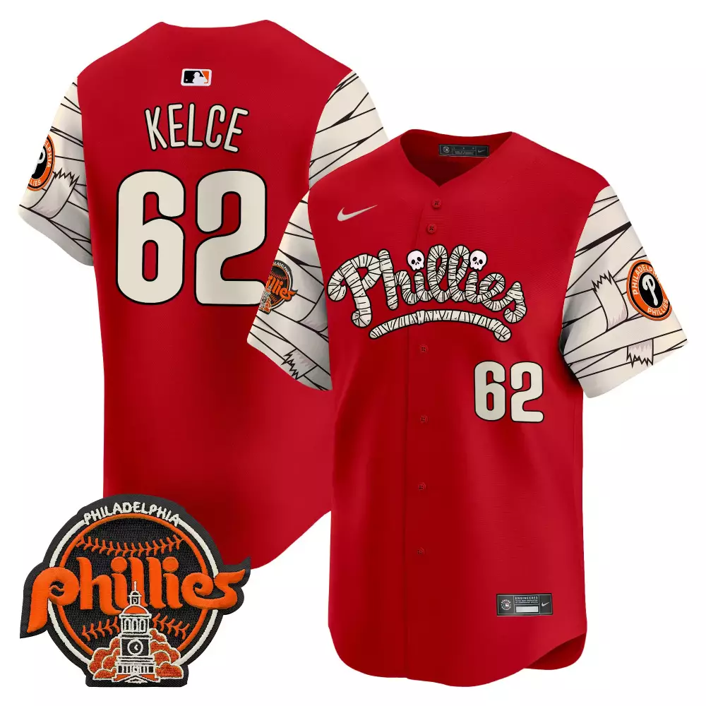 Jason Kelce 62 Jersey Red Halloween Philadelphia Phillies Men Alternate Custom Design