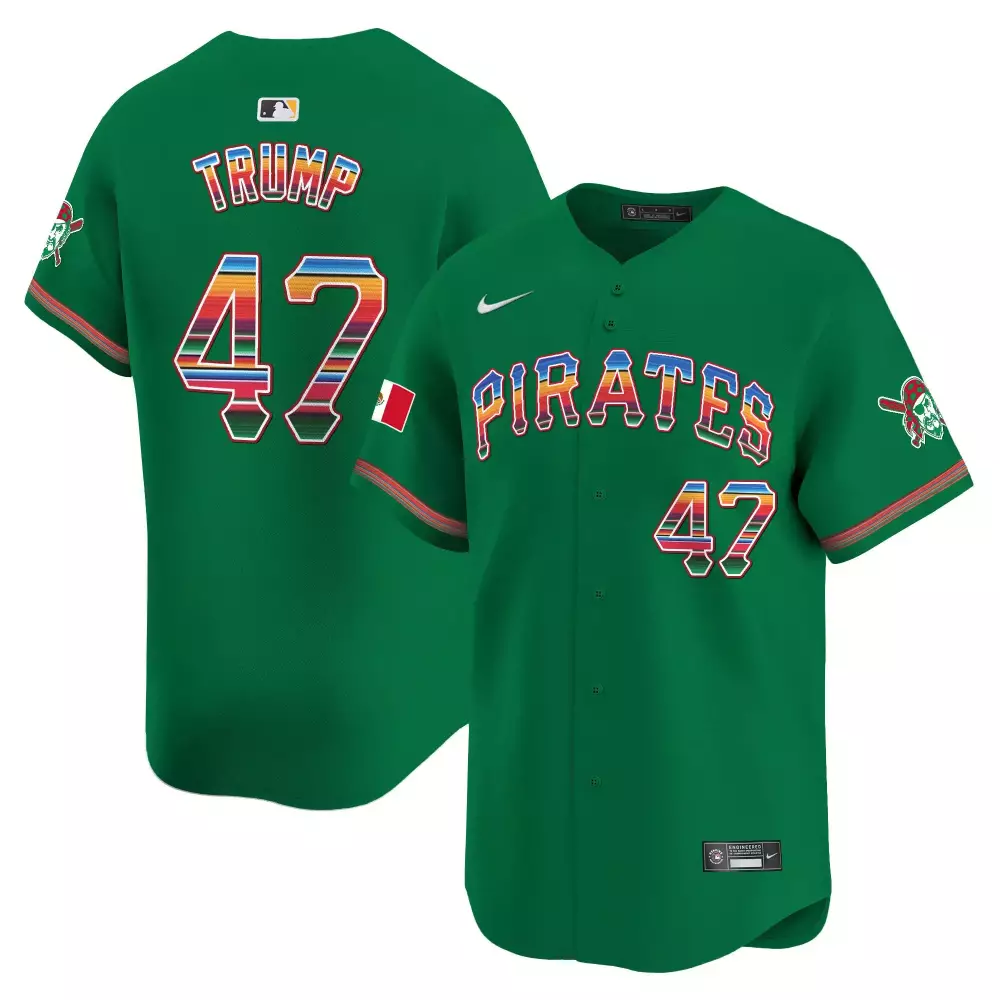 Donald Trump 47 Pirates Jersey Green Mexico Flag Red Blue Yellow White Black Vapor