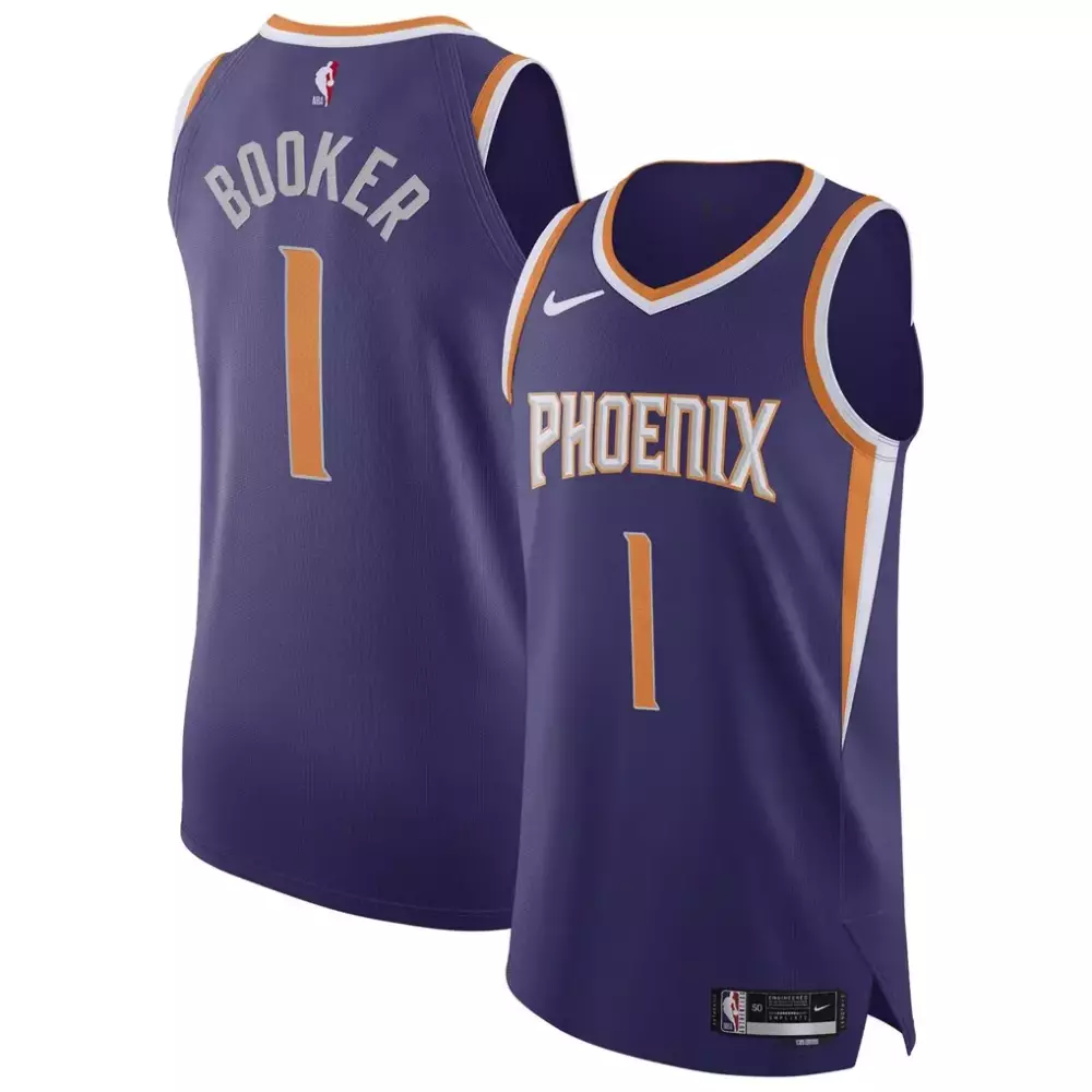 Devin Booker 1 Phoenix Suns Jersey Purple Men Orange White Authentic Icon