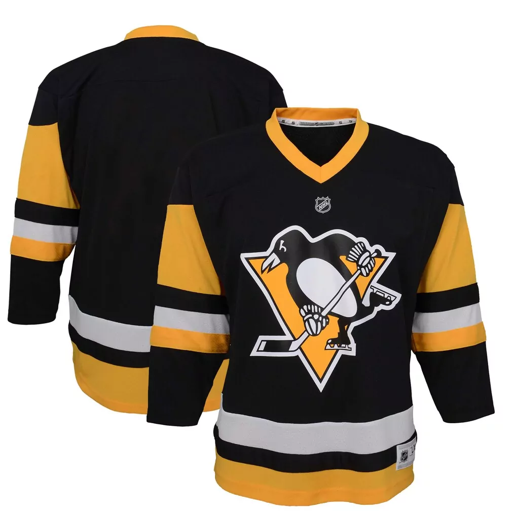 Custom Pittsburgh Penguins Jersey Black Gold White Home Replica