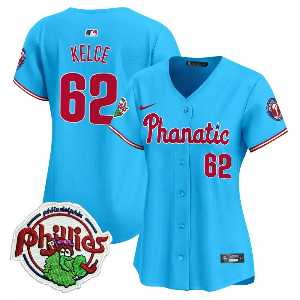 Jason Kelce 62 Jersey Blue Philadelphia Phillies Mascot Men Alternate Red White Vapor