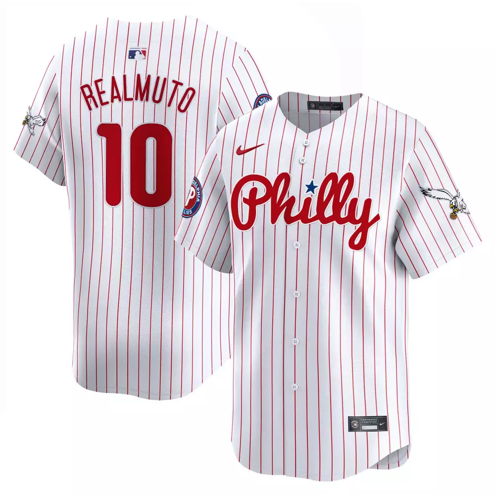 Jtrealmuto Pinstripe 10 Jersey White Philadelphia Phillies P-ball Bat Liberty Bell