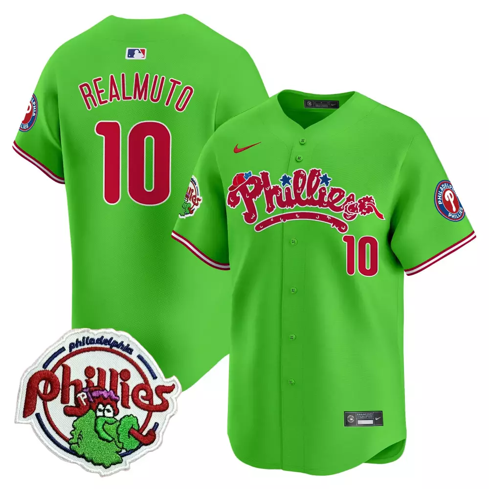 Jtrealmuto Phanatic 10 Jersey Lime Green Philadelphia Phillies Mascot Men Alternate
