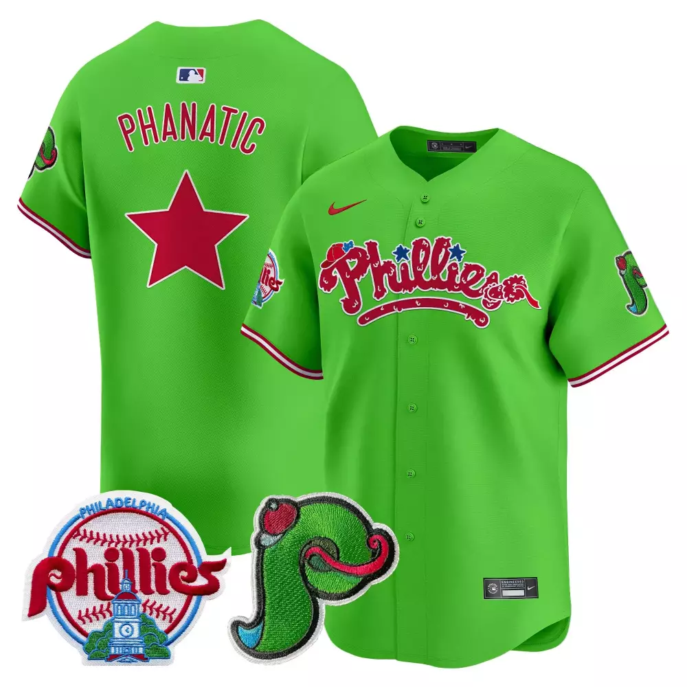 Phanatic Philadelphia Phillies Jersey Green Mascot Men Red White Blue Stitched