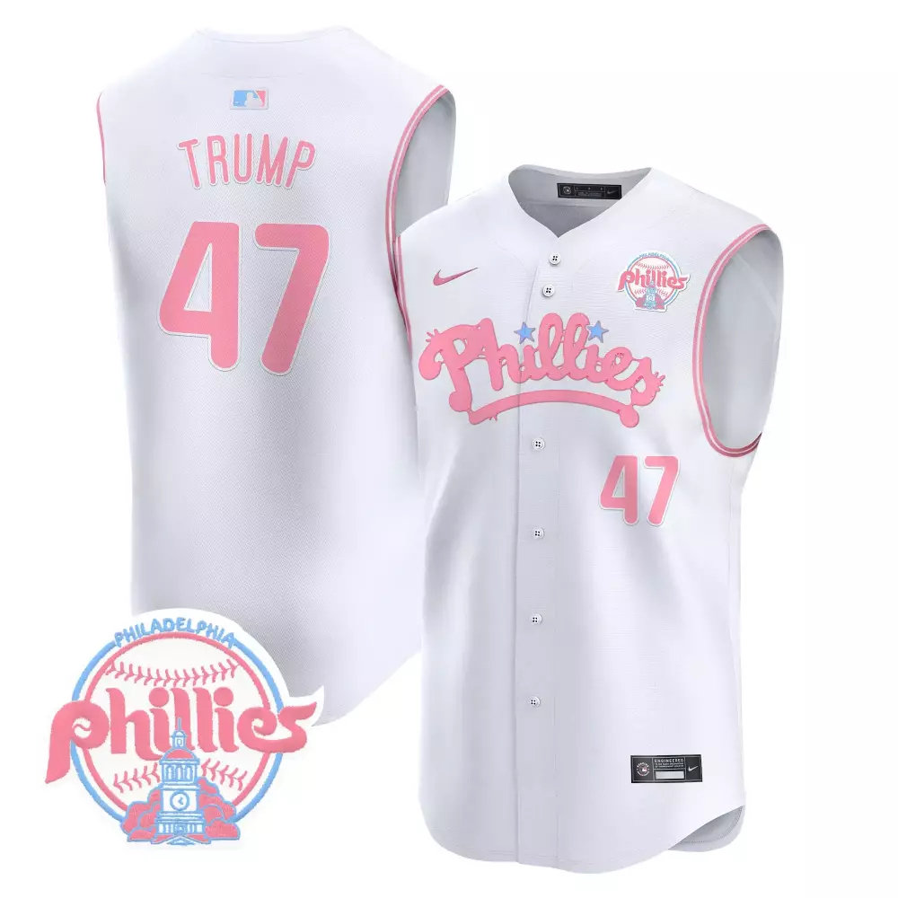 Donald Trump 47 Phillies Jersey White Men Pink Light Blue All Stitched Vapor