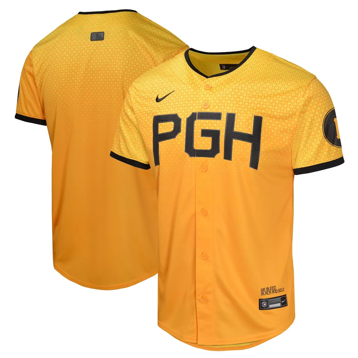 Custom Pittsburgh Pirates Jersey Yellow Men Split Design Black Limited
