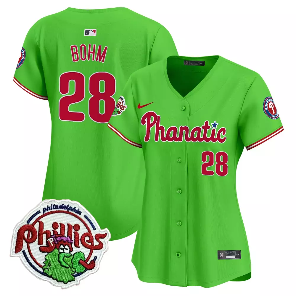 Alec Bohm 28 Jersey Lime Green Custom Philadelphia Phillies Team Men Red White Vapor