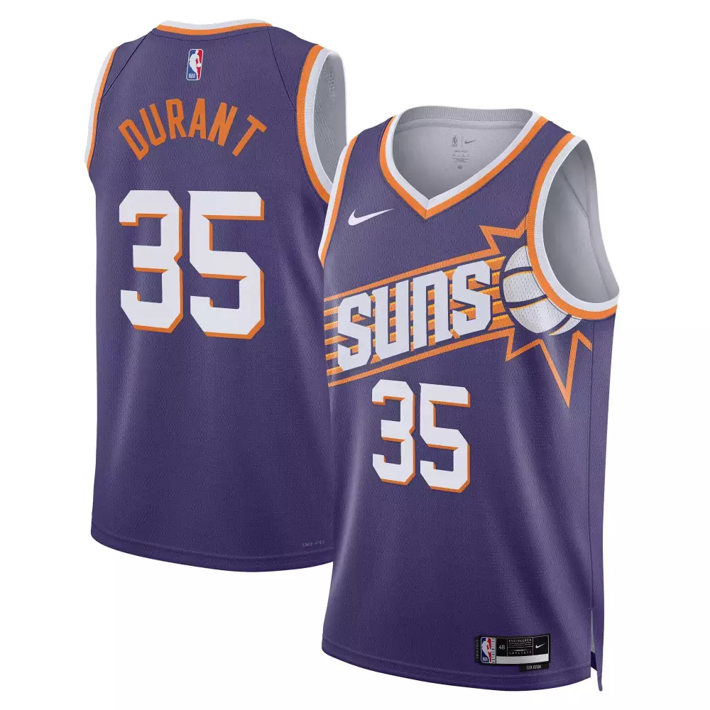 Kevin Durant 35 Suns Jersey Purple Men Orange White Icon All Stitched