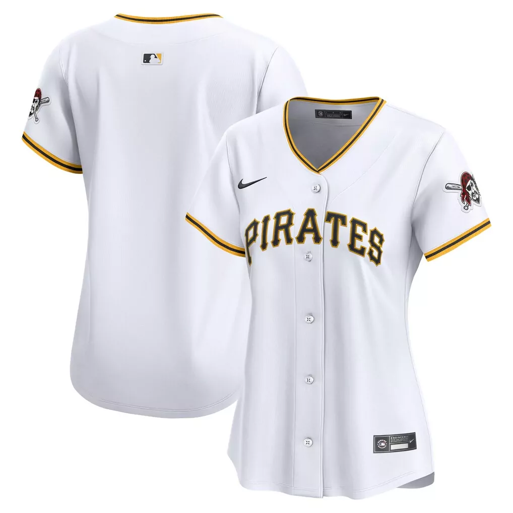 Pittsburgh Pirates Jersey White Skull Women Yellow Black Home Limited