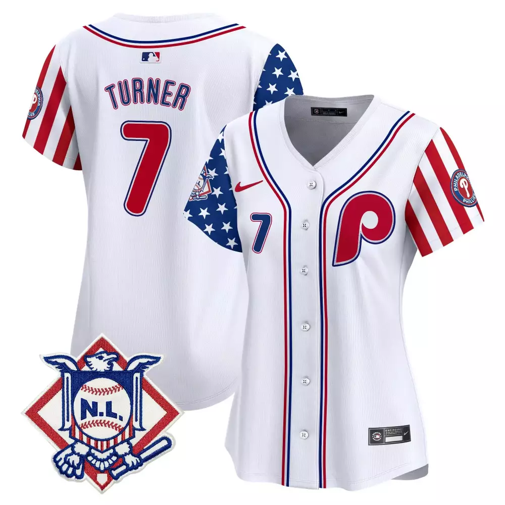 Turner N 7 Phillies Jersey White Stars And Stripes Philadelphia N.l. Women Alternate