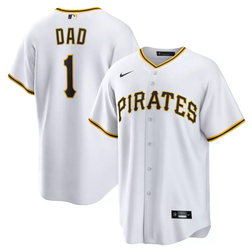 Dad 1 Pirates Jersey White Men Black Gold Home Replica