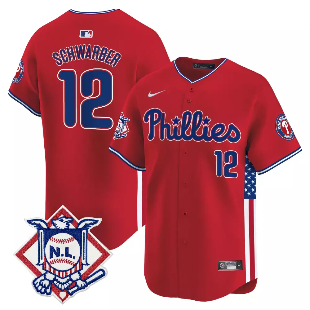 Schwarber N 12 Phillies Jersey Red Men Blue White All Stitched Vapor