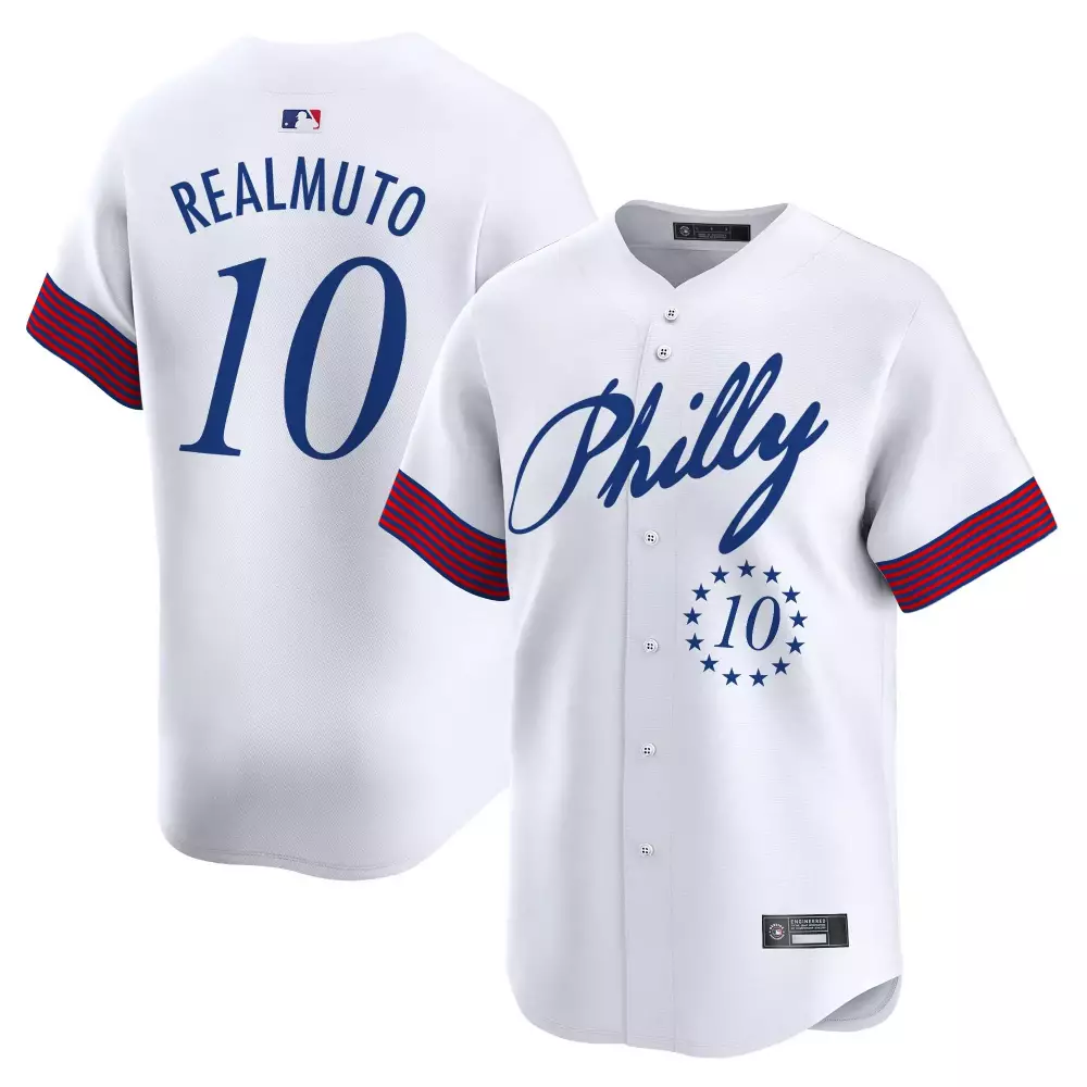 Realmuto Independence 10 Phillies Jersey White Men Blue Red Stitched Vapor