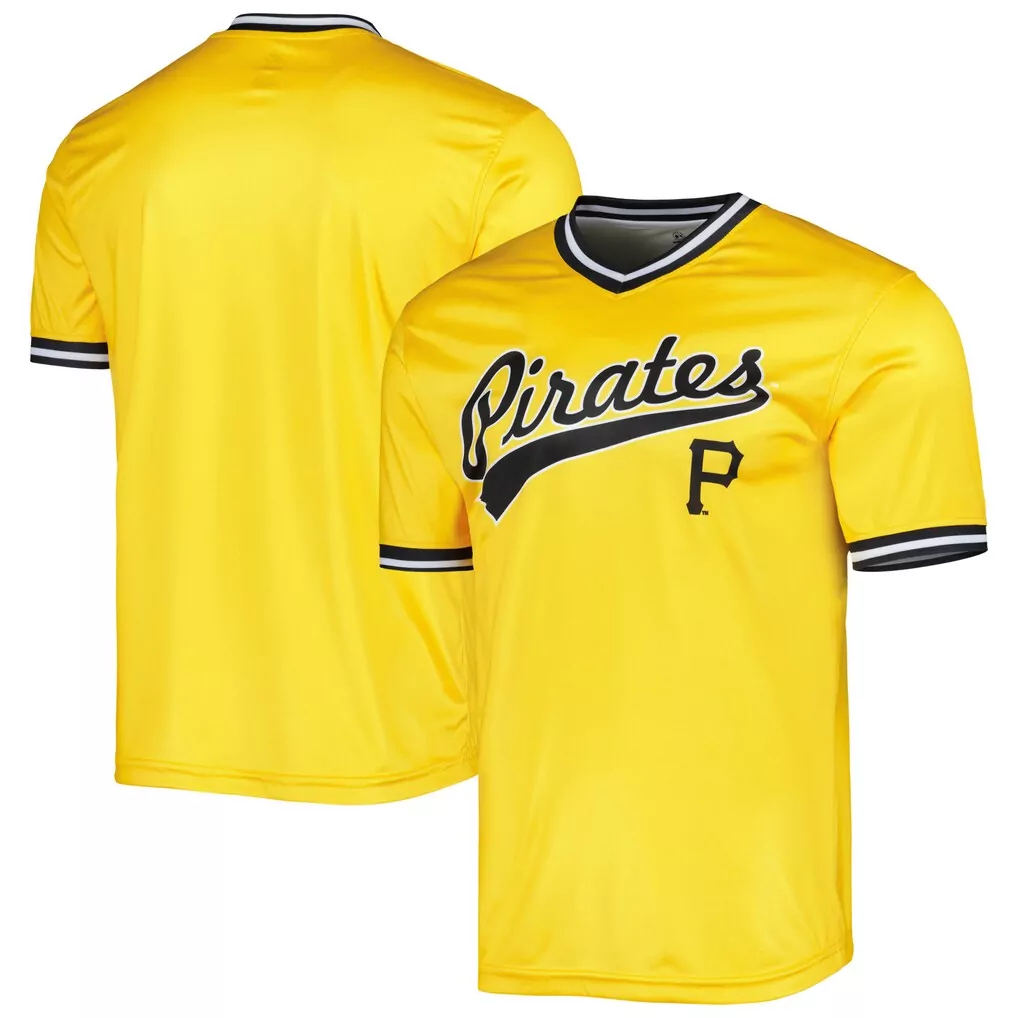 Stitches Cooperstown Jersey Yellow Pittsburgh Pirates Men Black White Collection