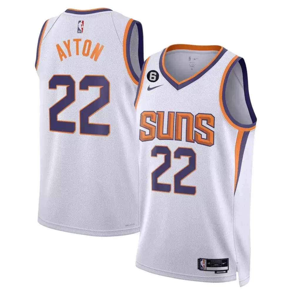 Deandre Ayton 22 Suns Jersey White Men Orange Purple All Stitched Vapor