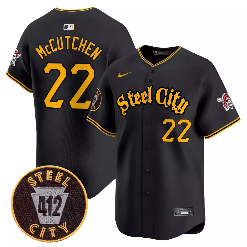 Andrew Mccutchen 22 Steel City Jersey Black 412 Men Yellow Gold Vapor Premier Limited
