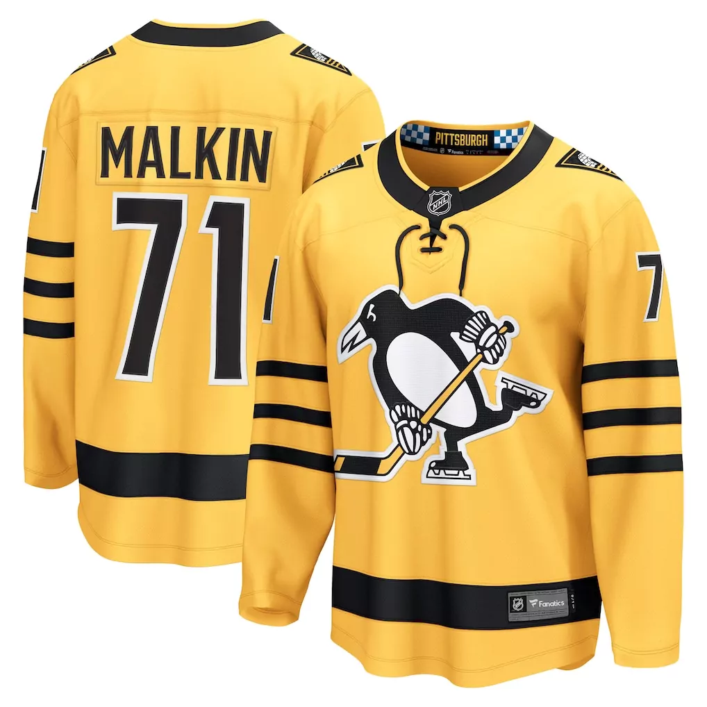 Evgeni Malkin 71 Jersey Yellow Pittsburgh Penguins Fanatics Men Ice Black Alternate
