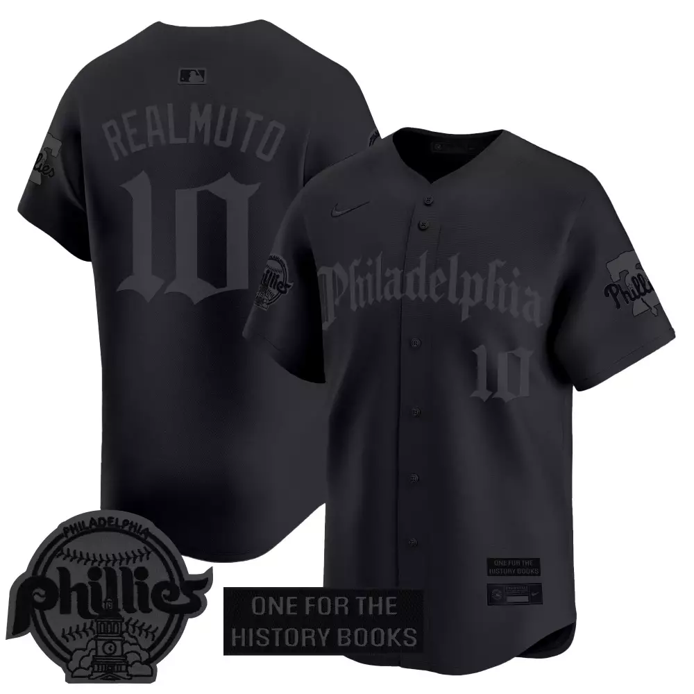 Realmuto One 10 Jersey Black Philadelphia Phillies History Books Men Gray Vapor