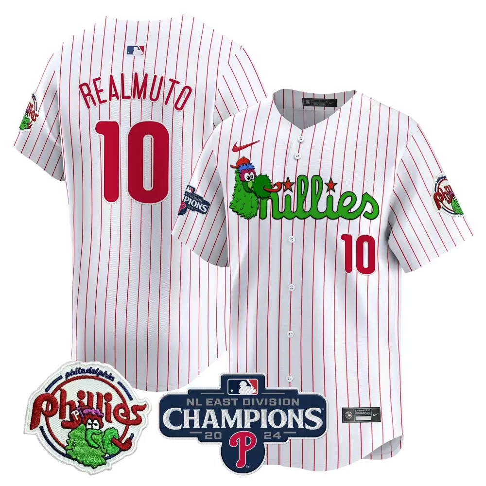 Jtrealmuto Pinstripe 10 Phillies Jersey White Philadelphia Men Split Design Red Vapor