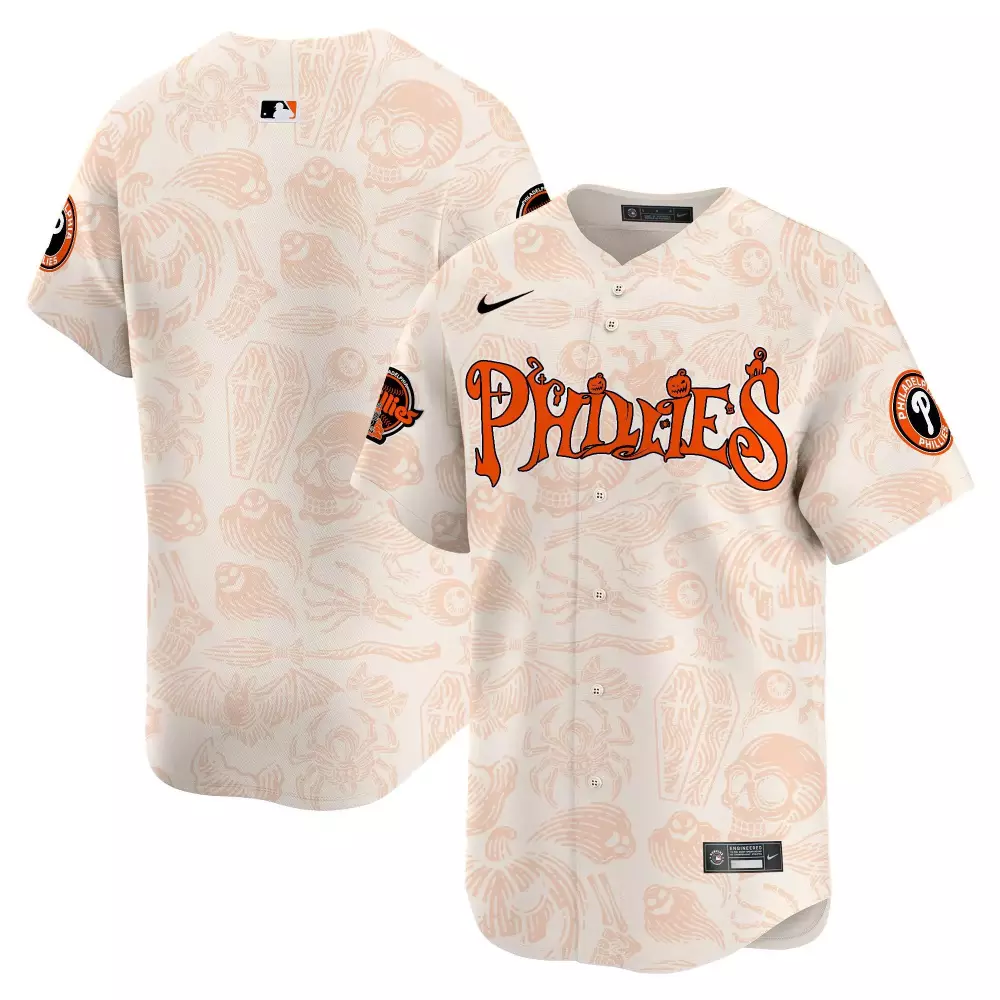 Jason Philadelphia Phillies Jersey Cream Halloween Men Custom Design Orange Stitched