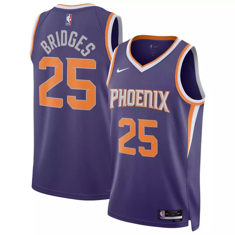 Mikal Bridges 25 Phoenix Suns Jersey Purple Men Orange White Unisex Swingman Icon