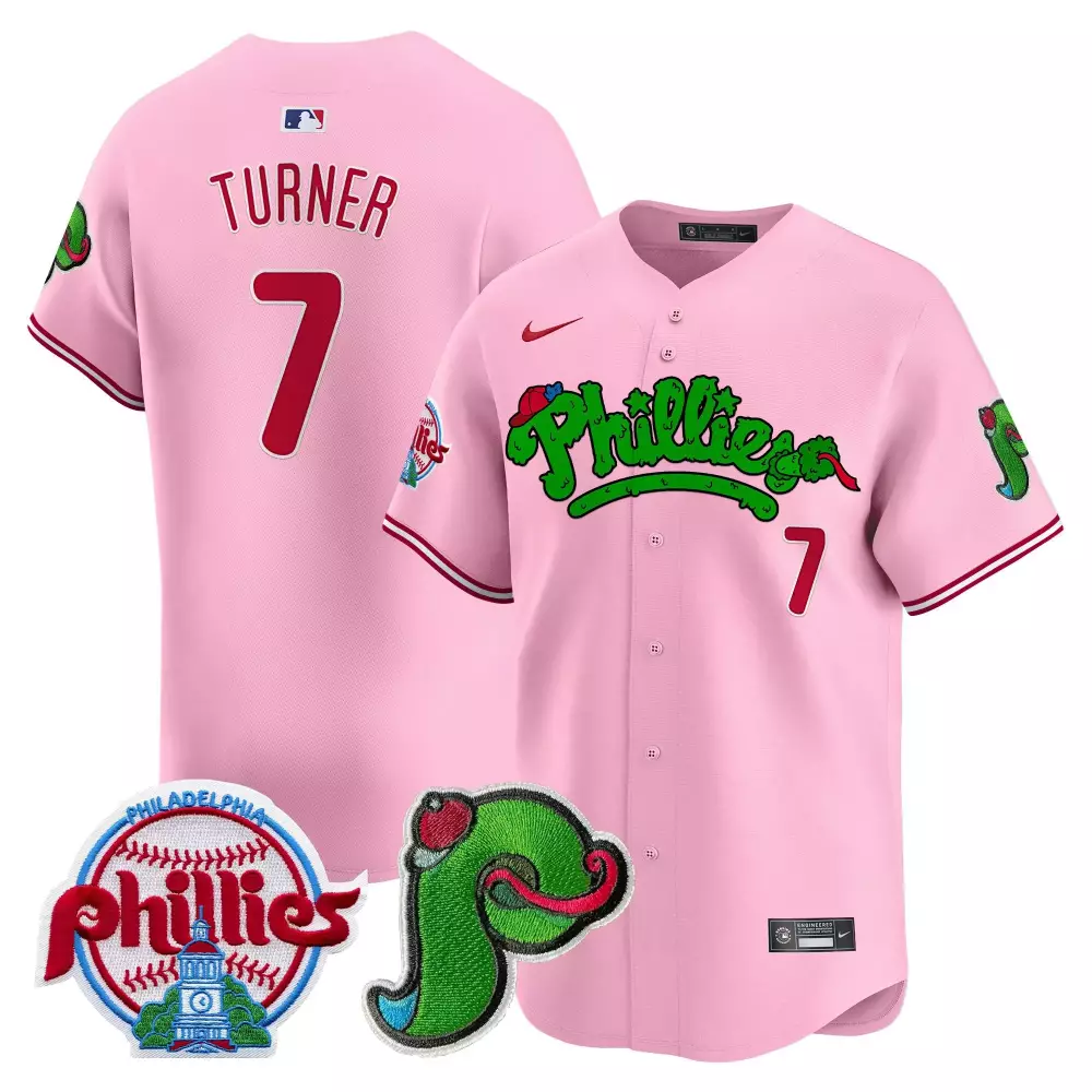 Turner Patches 7 Phillies Jersey Pink Philadelphia Phanatic Men Red Green White All