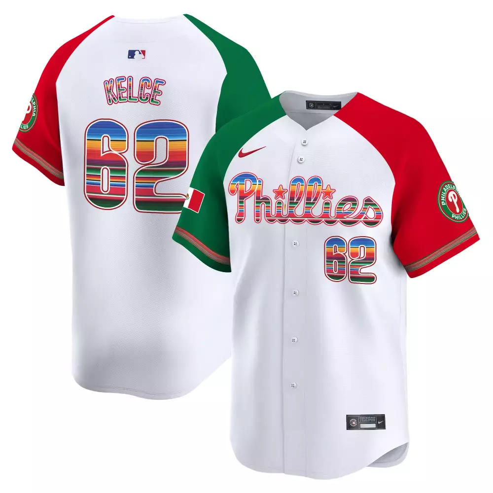 Jason Kelce 62 Jersey White City Connect Philadelphia Phillies Men Split Design Green