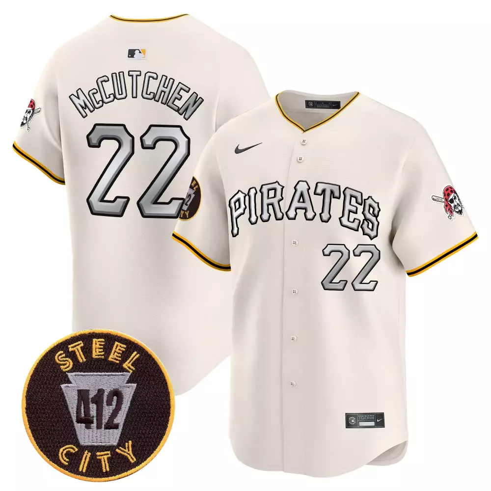 Andrew Mccutchen 22 Pirates Jersey Cream Steel City 412 Men Black Gold Vapor Premier