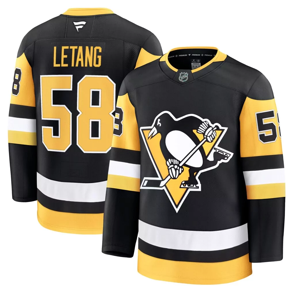 Kris Letang 58 Jersey Black Pittsburgh Penguins Men NHL Yellow White Home