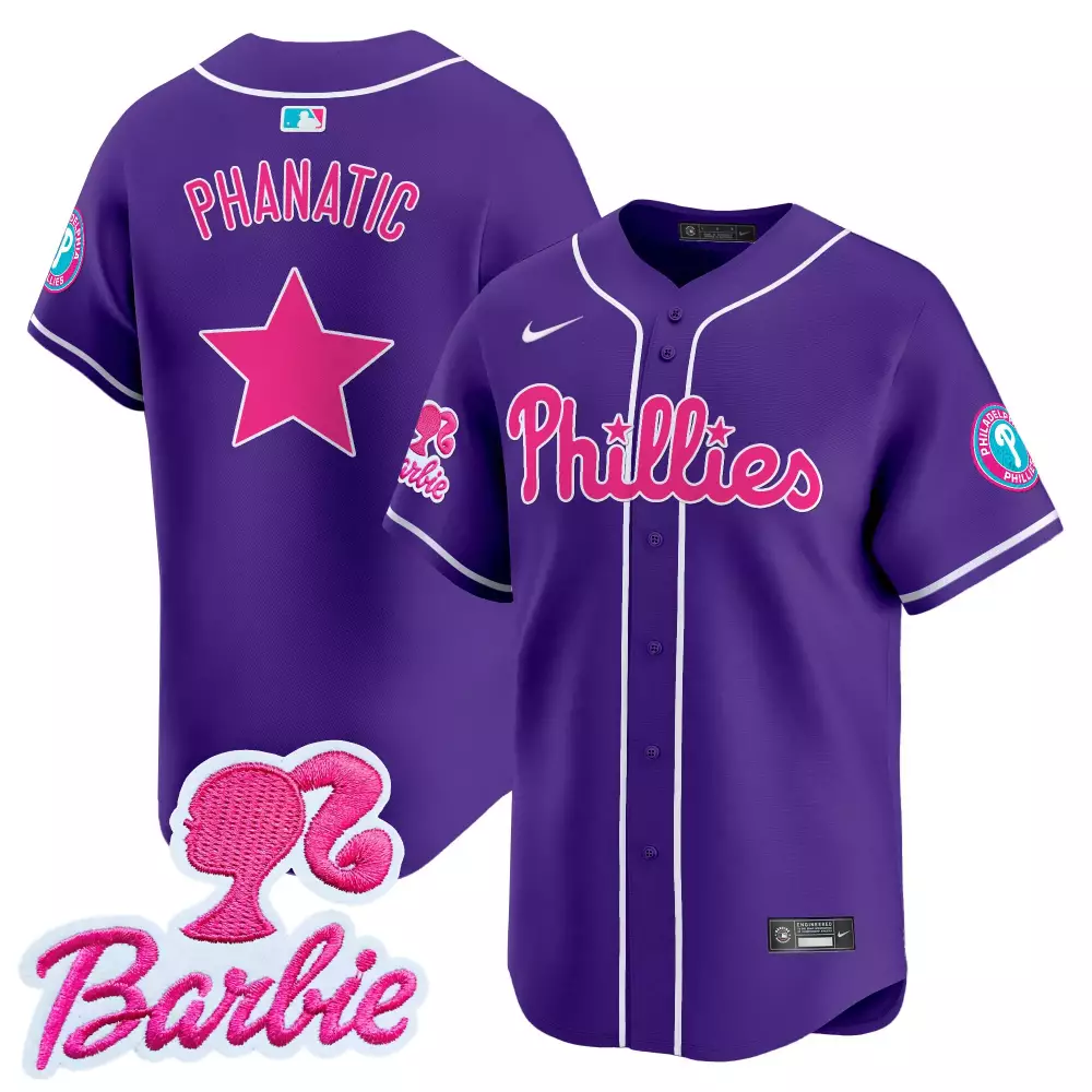 Bergman Barbie Jersey Purple Collaboration Philadelphia Phillies 2024 Alternate Pink