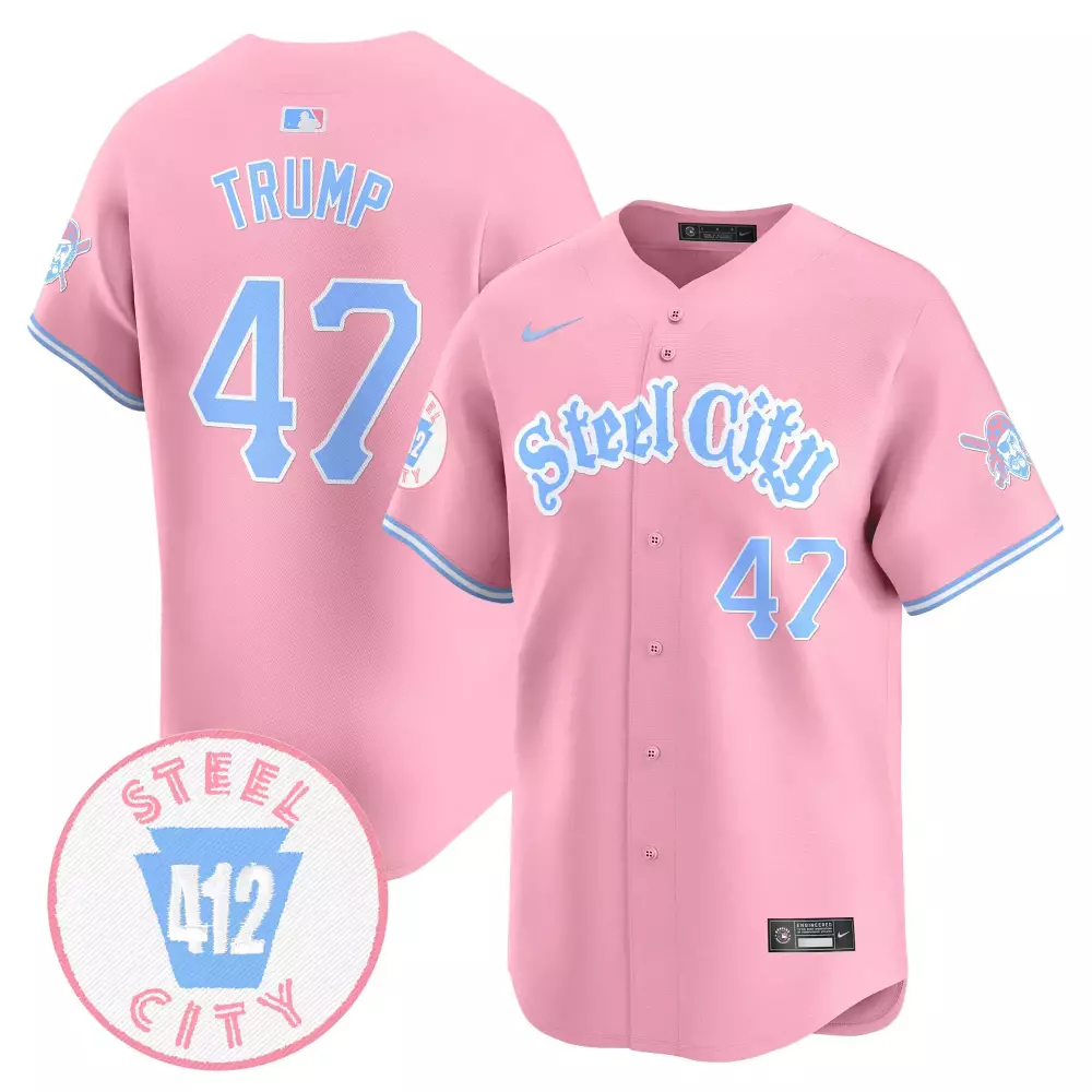 Donald Trump 47 Steel City Jersey Pink 412 Men Light Blue Unisex Vapor Premier Limited