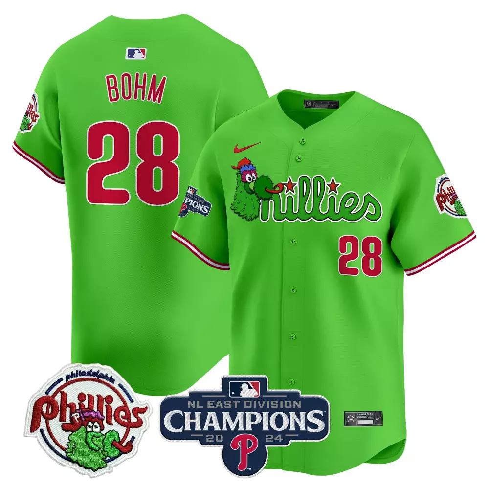 Alec Bohm 28 Phillies Jersey Green Philadelphia Men Red White Vapor Premier Limited
