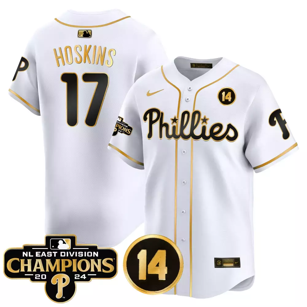 Rhys Hoskins 17 Phillies Jersey White Men Black Gold Vapor Premier Limited