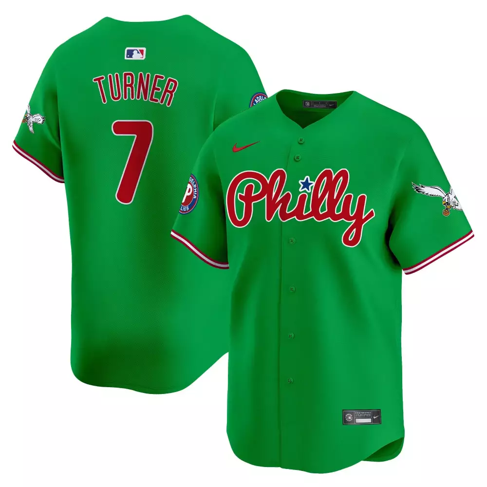 Trea Turner 7 Jersey Green Philadelphia Phillies Men Alternate Red White Vapor Premier