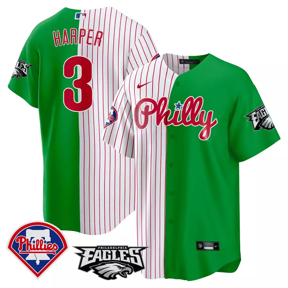 Thomas Harper 3 Jersey Green Phillies X Eagles Philadelphia 2023 Men Split Design