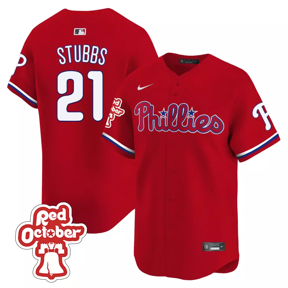 Hoskins October 21 Phillies Jersey Red Men White Blue Vapor Premier Limited All Stitched