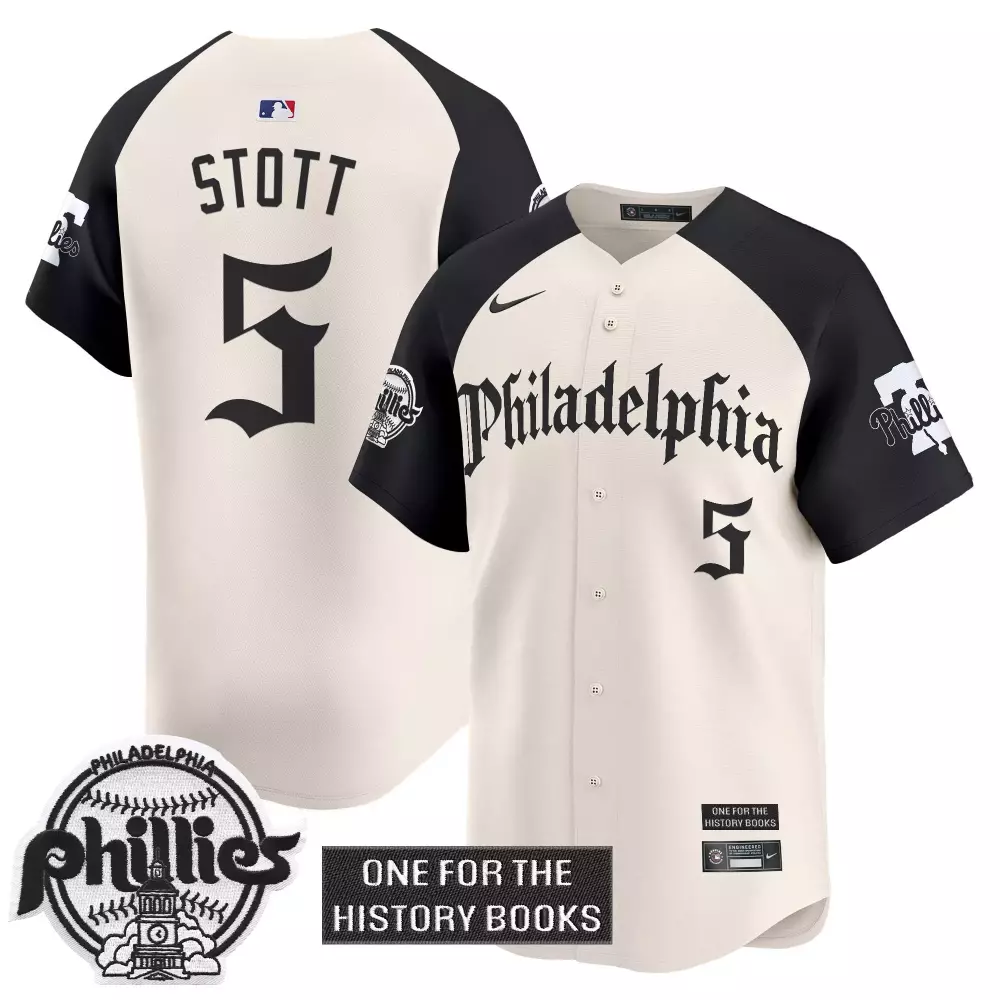 Stott One 5 Philadelphia Phillies Jersey Cream For The History Books Men Black Vapor
