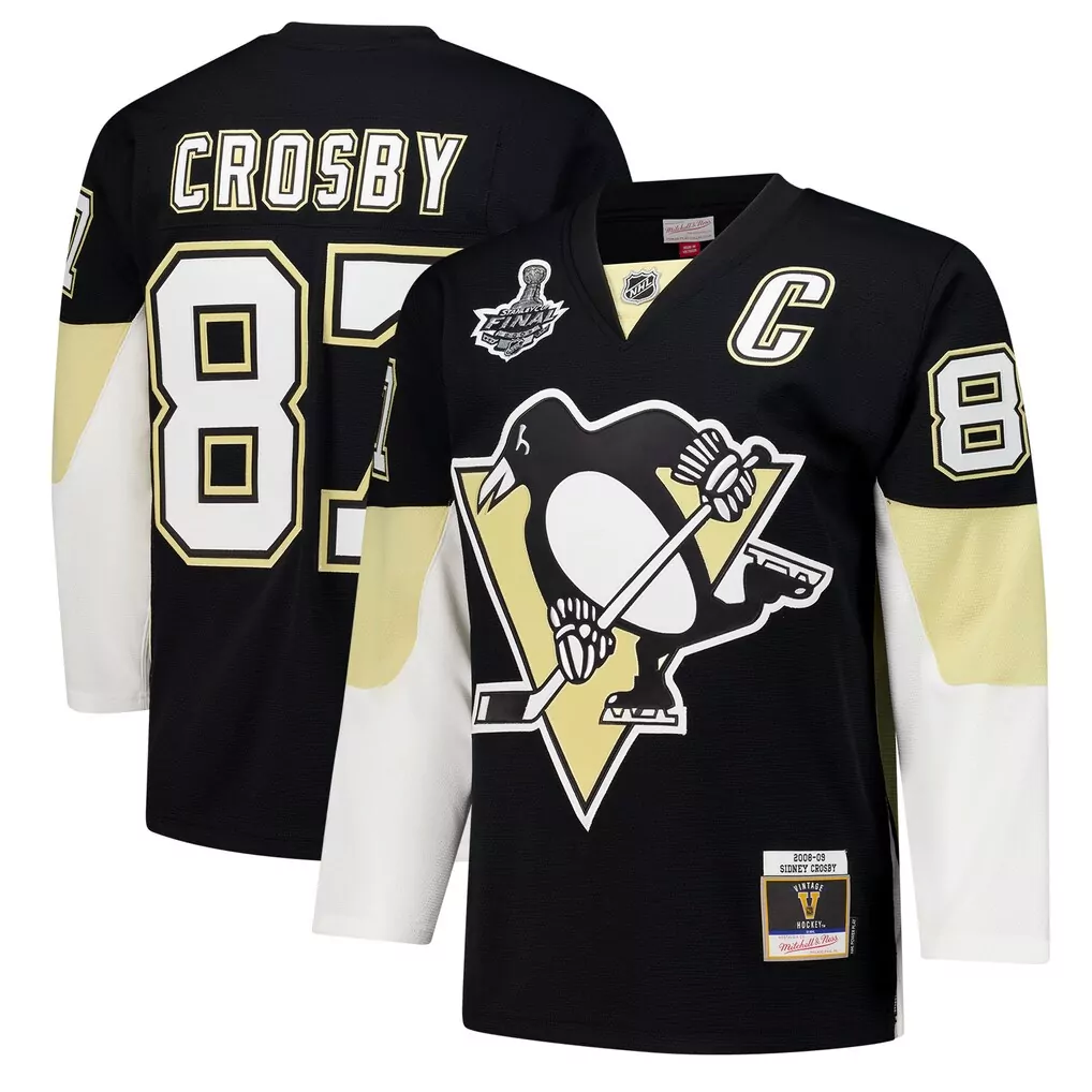 Sidney Crosby 87 Jersey Black 2008-09 Pittsburgh Penguins Stanley Cup Finals 2008