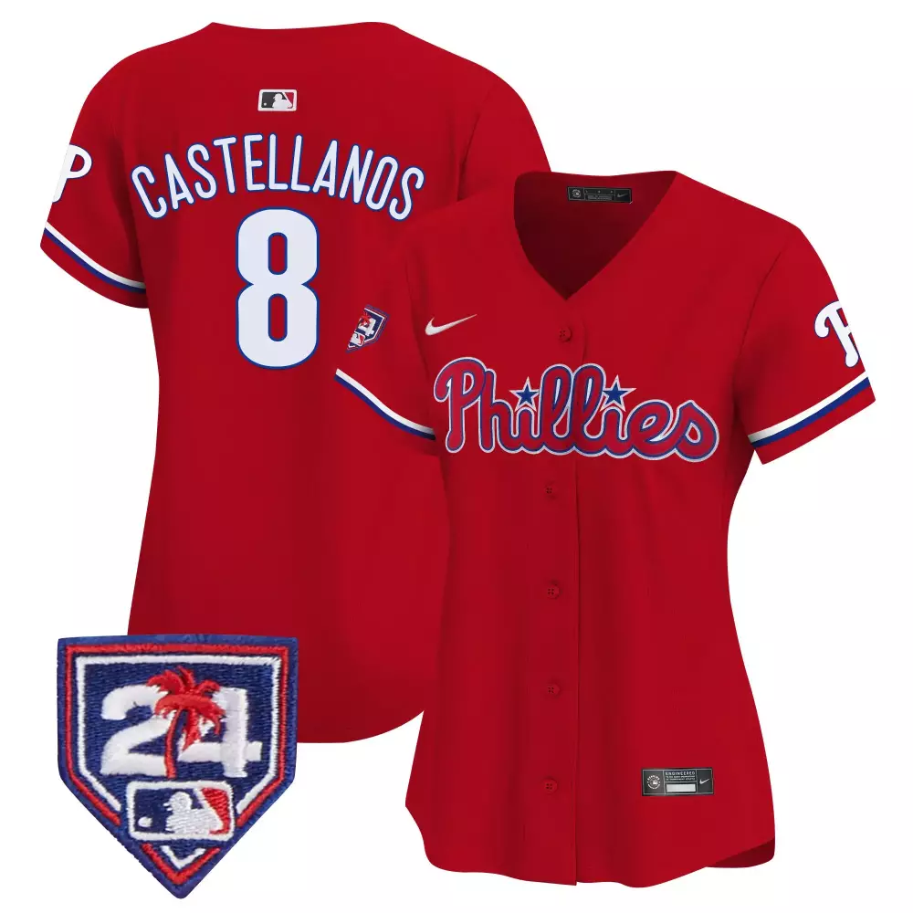 Nick Castellanos 8 Phillies Jersey Red Men White Blue All Stitched Vapor