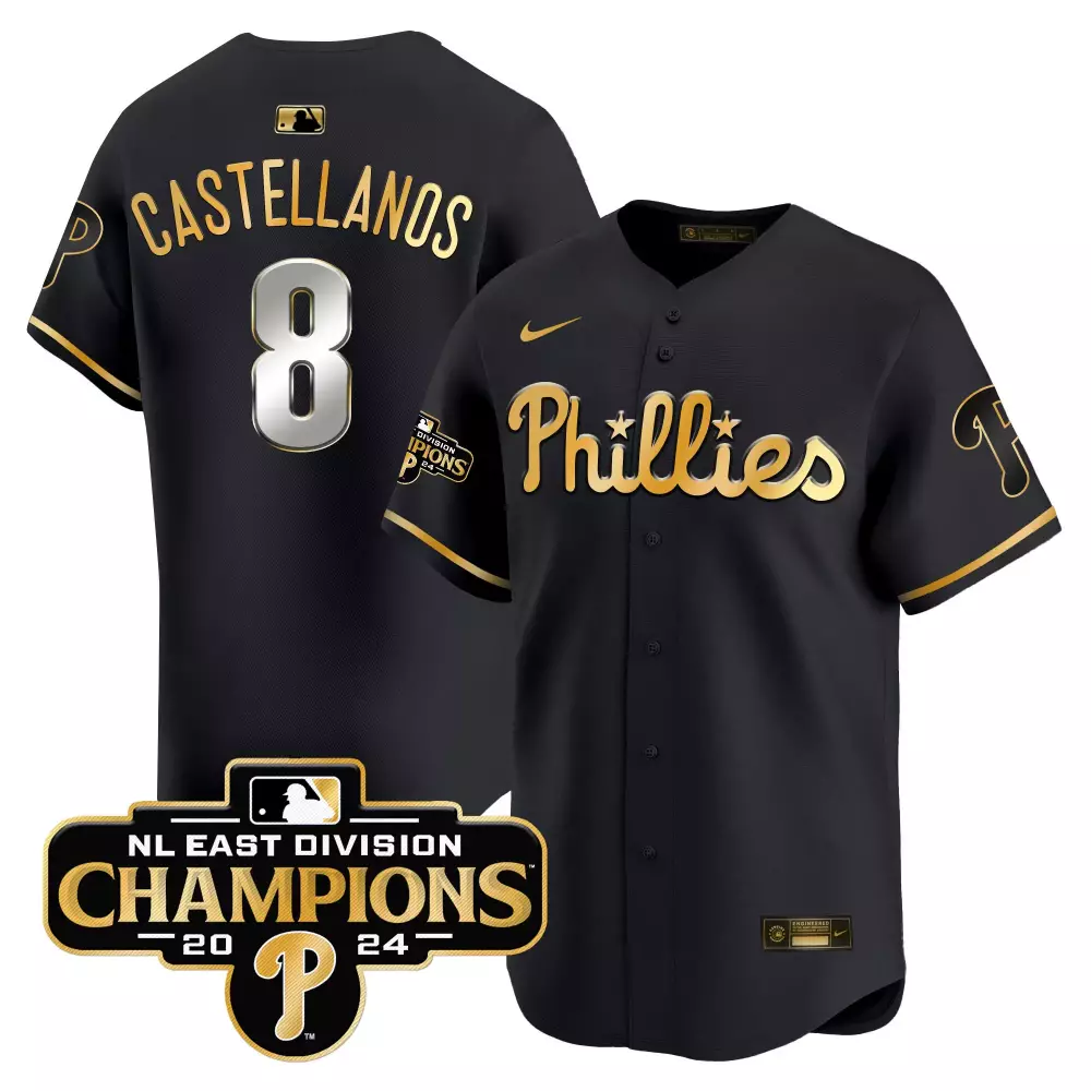 Nick Castellanos 8 Phillies Jersey Black Men Gold Vapor Premier Limited