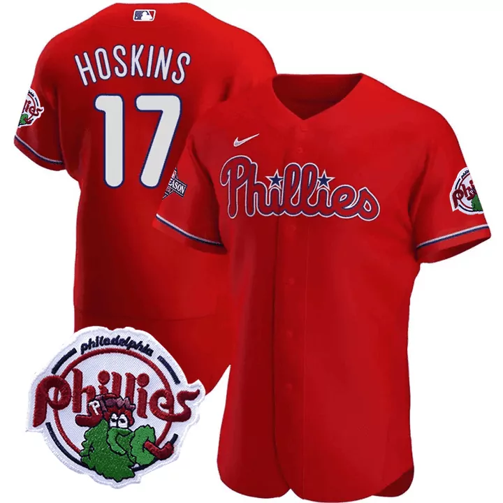Rhys Hoskins 17 Jersey Red Postseason Philadelphia Phillies Mascot Men White Blue