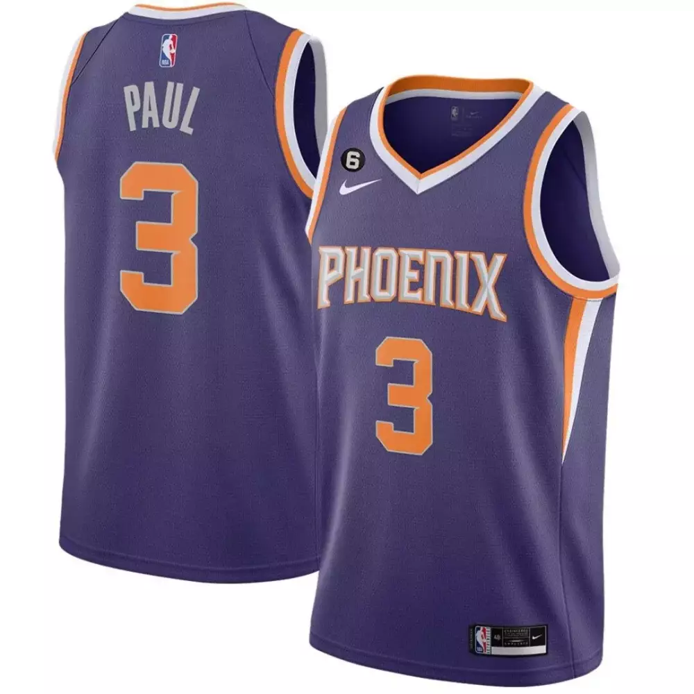 Chris Paul 3 Phoenix Suns Jersey Purple Men Orange White All Stitched