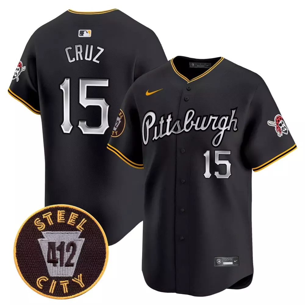 Oneil Cruz 15 Pittsburgh Pirates Jersey Black Steel City 412 Pirate Skull Men Yellow