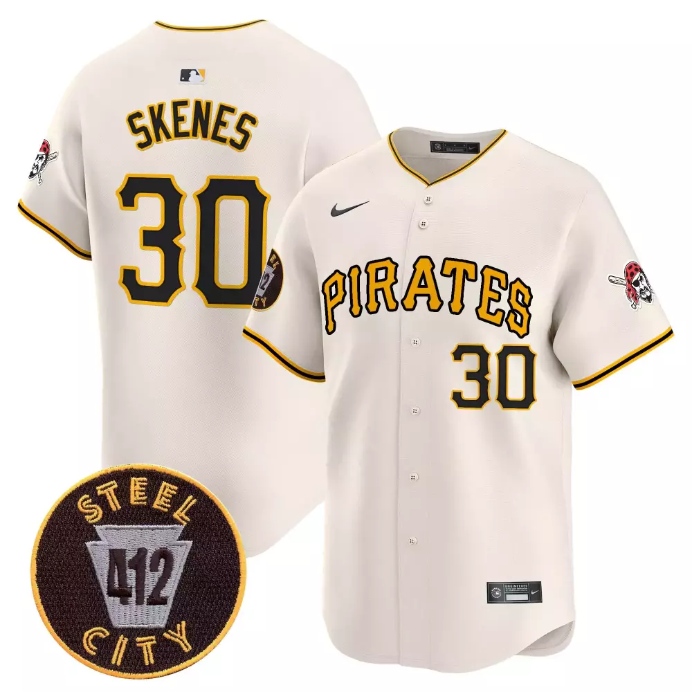 Paul Skenes 30 Pirates Jersey White Steel City 412 Men Yellow Black Vapor Premier