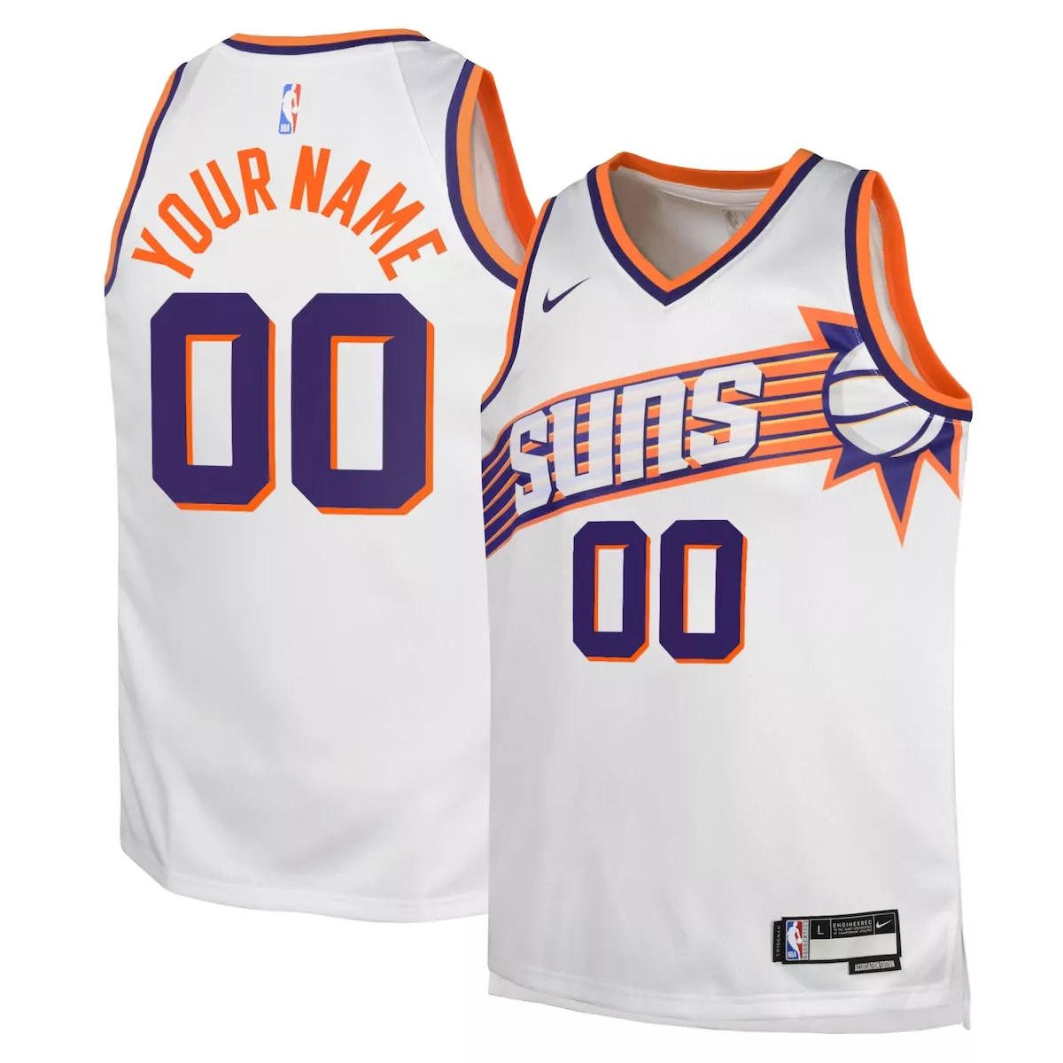 Custom Phoenix Suns Jersey White Men Orange Purple