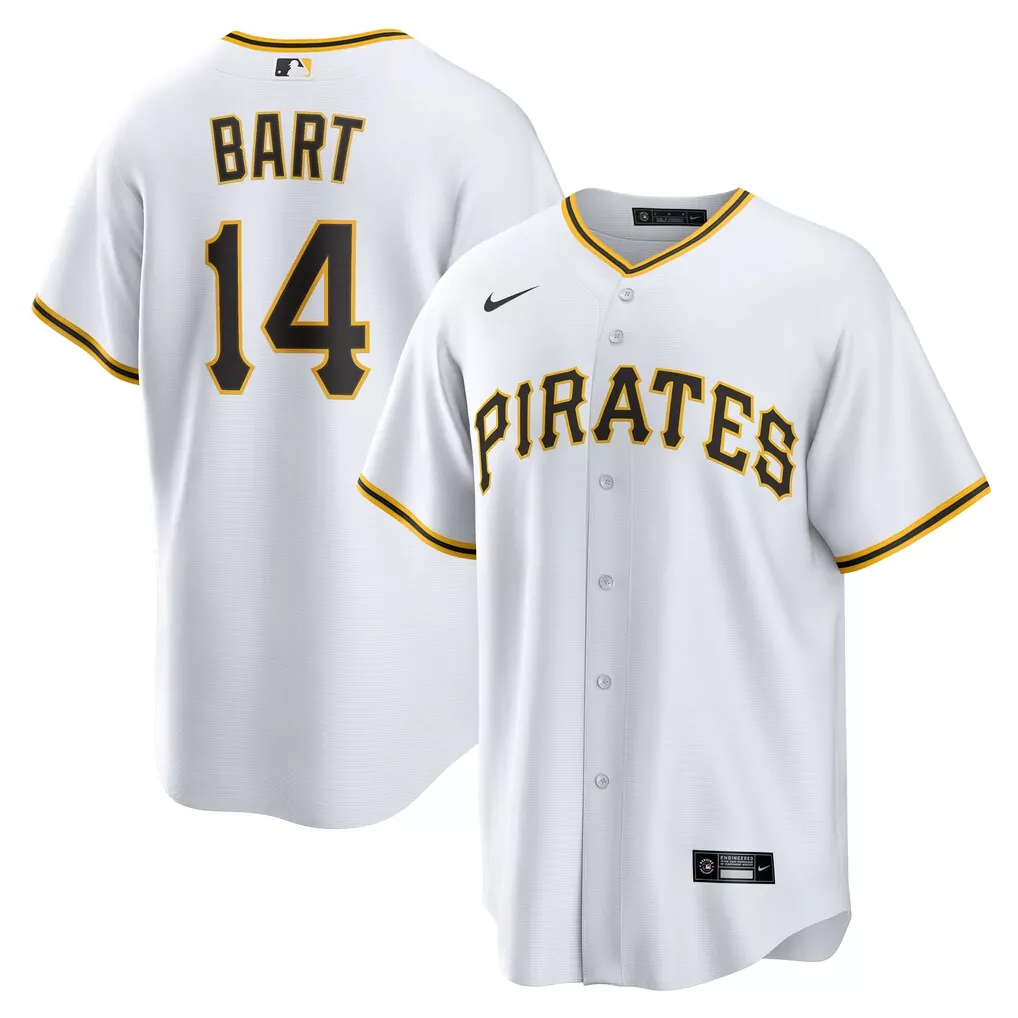 Joey Bart 14 Pirates Jersey White Men Black Yellow Home Replica