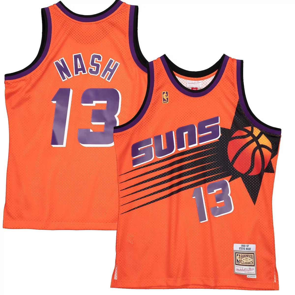 Steve Nash 13 Suns Jersey Orange 1996-97 Mitchell Ness Hardwood Classics Men Purple