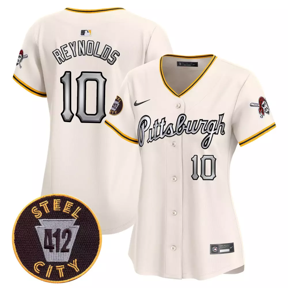 Bryan Reynolds 10 Jersey Cream Pittsburgh Pirates Steel City 412 Men Black Gold Vapor